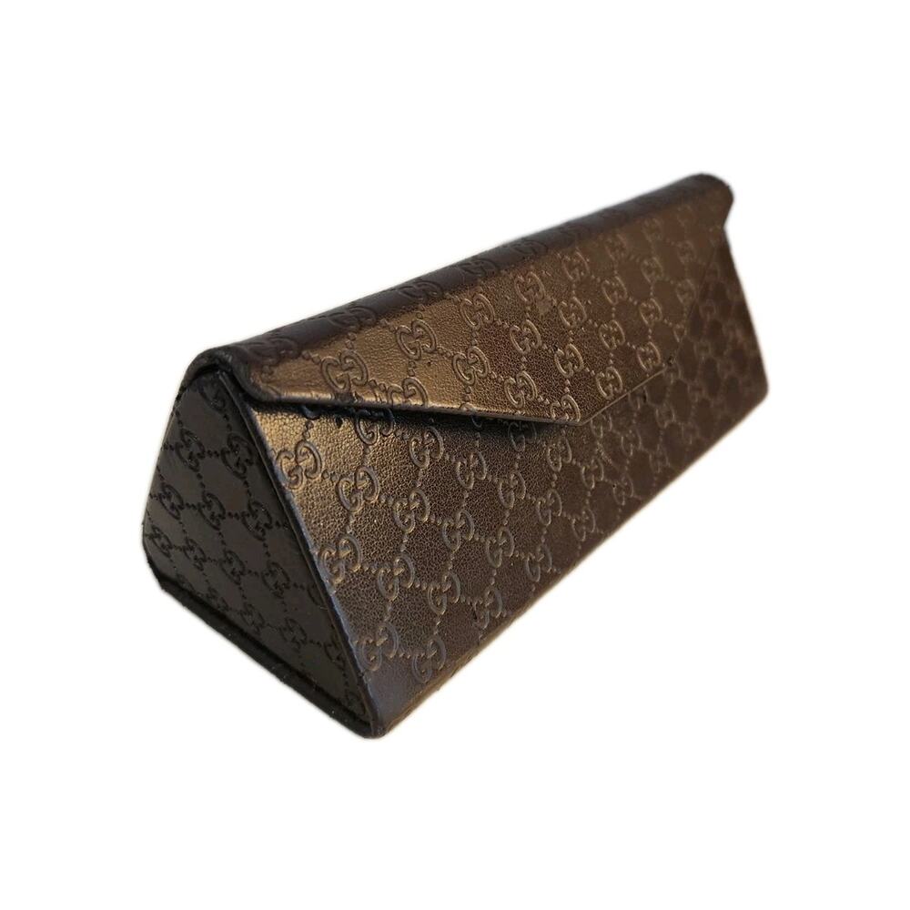 Gucci Collapsible Triangular Dark Brown Leather E… - image 1